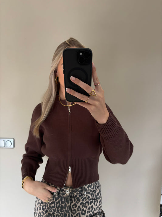 Zipper Knit - Choco brown